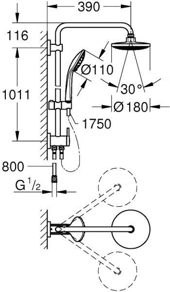 Душова система Grohe Vitalio Joy 180 27357001