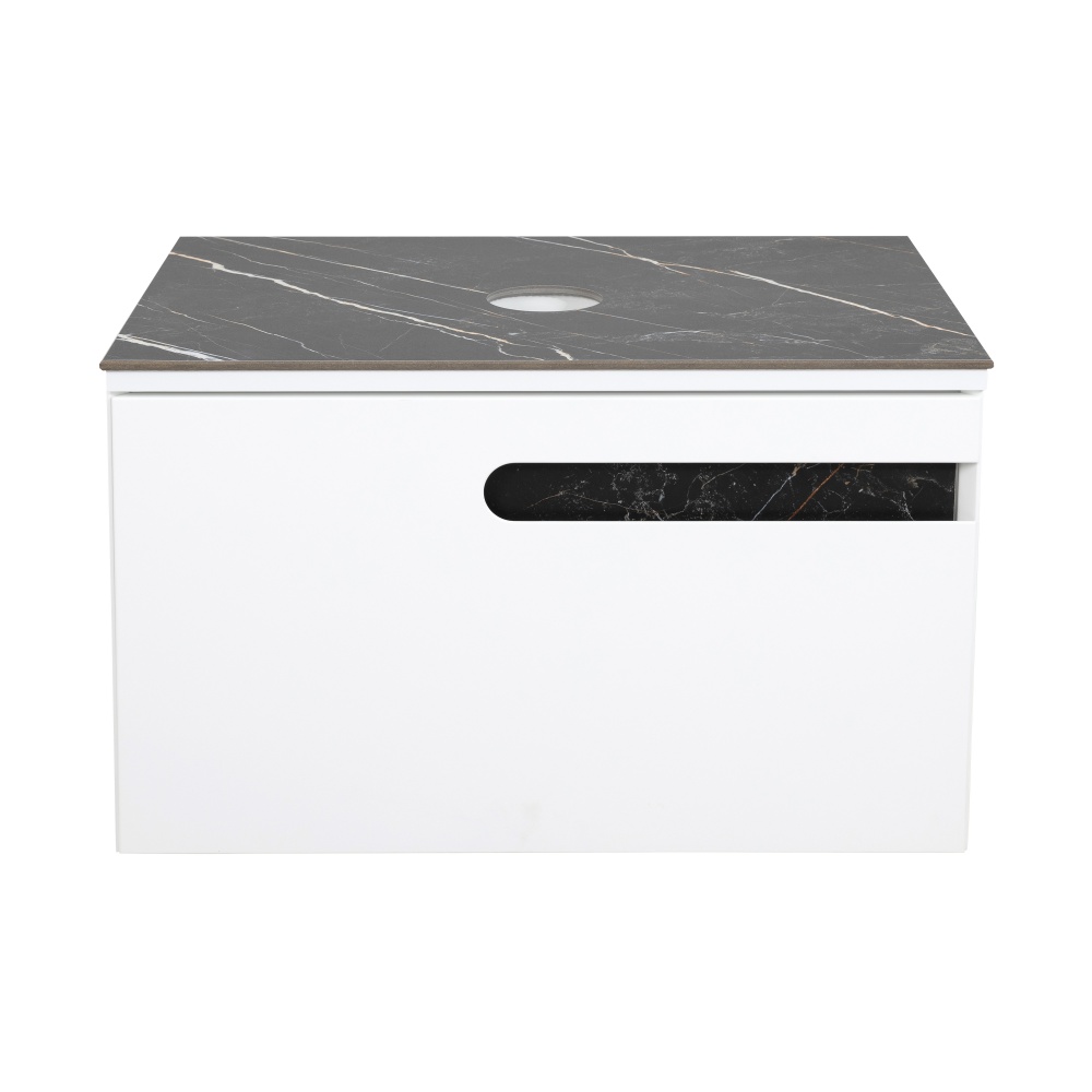 Тумба под умывальник Aqua Rodos OSTIN белый мат со столешницей керамогранит Namibia Black 70 см