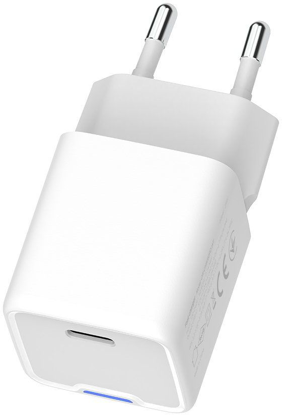Мережевий зарядний пристрій ColorWay GaN Mini 25W PD USB-C white