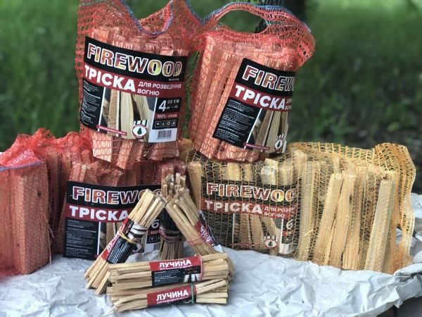 Щепа для разведения огня (сосна) 6 дм3