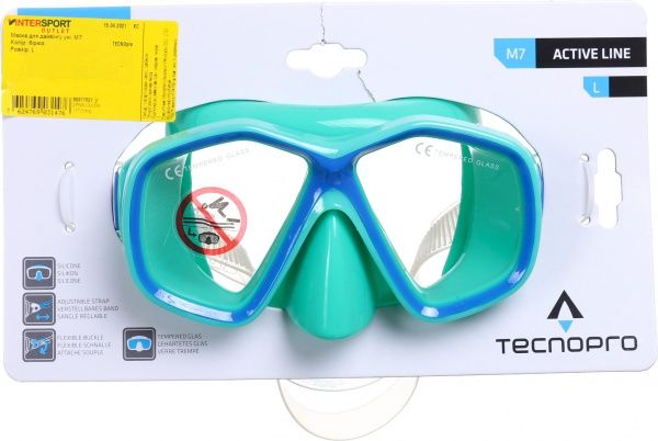 Маска для дайвинга TECNOPRO M7 275960-900639 р.L бирюзовый