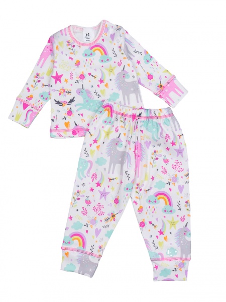 Пижама детская для девочек Luna Kids трикотажная Единорожки р.92 молочный 