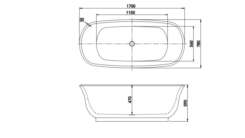Ванна акриловая ScandiSPA EDDA 1700х780 см