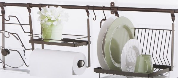 Полка Flamberg для полотенец и специй на рейлинг черный