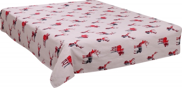 Простынь Новогодние олени (фланель) 160x220 см красный La Nuit 
