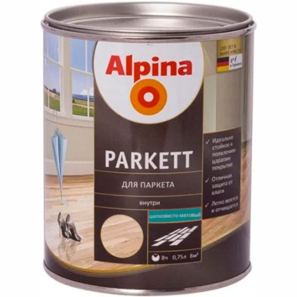 Лак Parkettlack Seidenmatt Alpina шелковистый мат 0.75 л