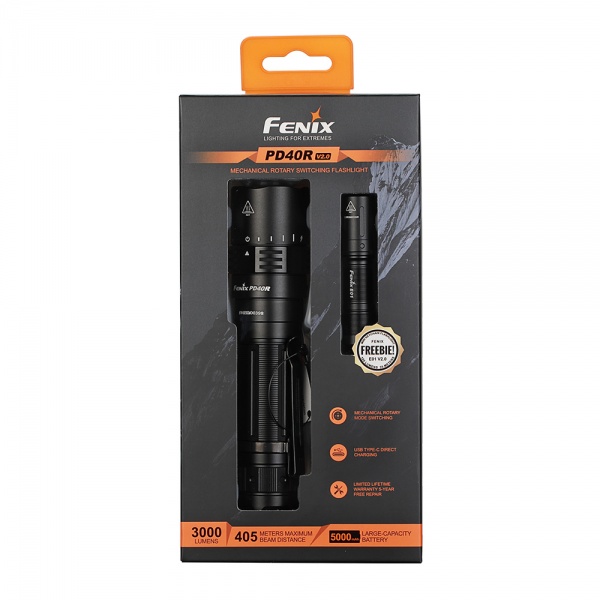 Фонарик Fenix ручной PD40R V2.0 + ПОДАРОК Фонарь ручной Fenix E01 V2.0
