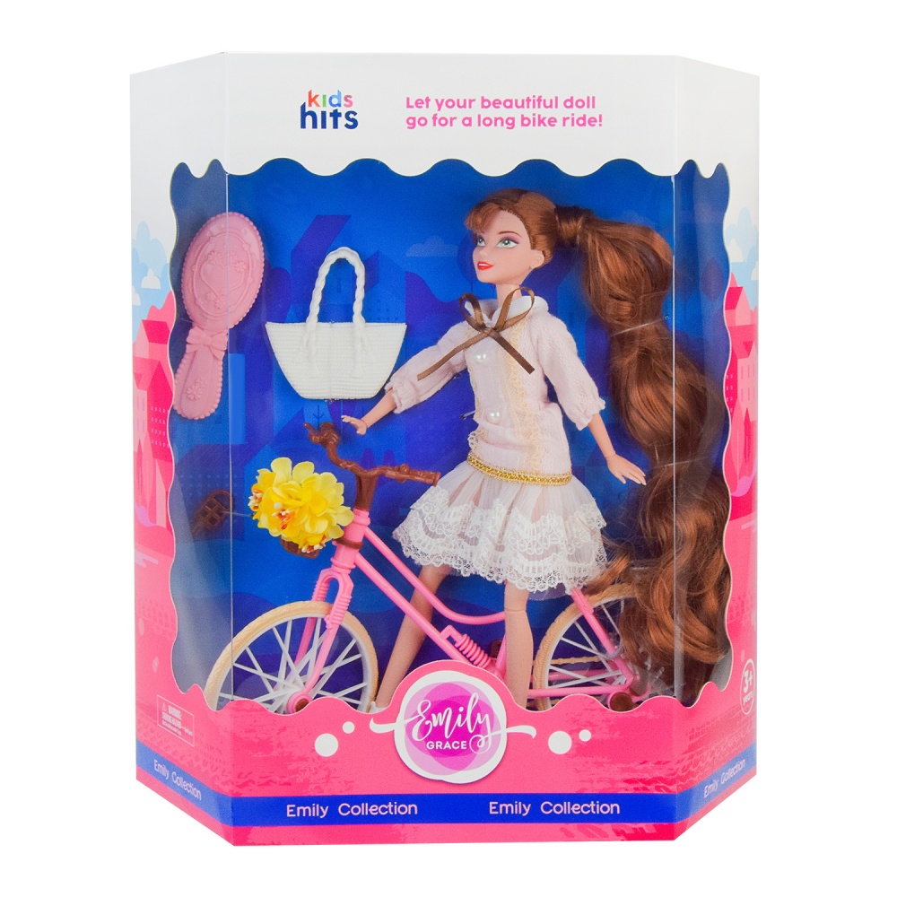 Кукла шарнирная Kids Hits Emily Romantic с велосипедом KH23/019