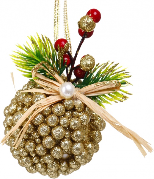 Декоративная подвеска Шар с декором 6 см золотой HL21-29