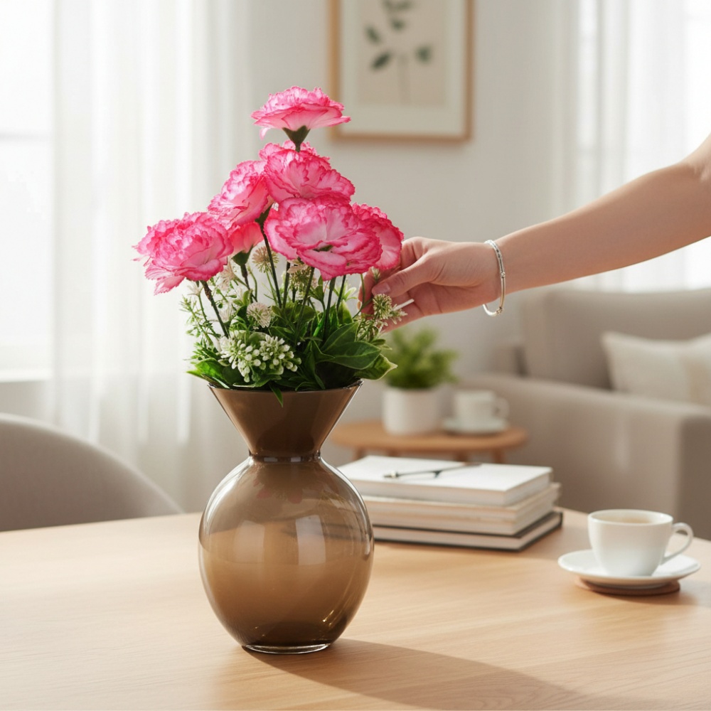 Ваза скляна Wrzesniak Glassworks Curve 20,3 см оливкава 17-10762