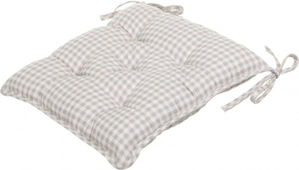 Подушка на стул серая в клетку 40x40 см Прованс