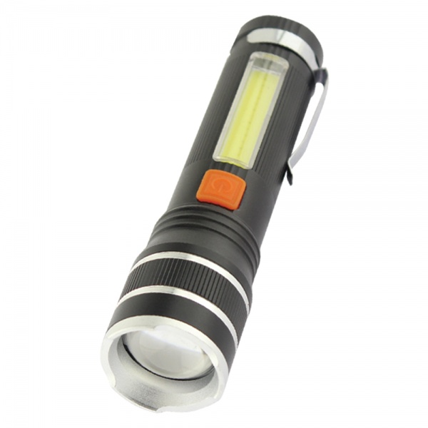 Фонарик аккумуляторный Quantum QM-FL1032 Helper 10W LED zoom + COB с USB черный