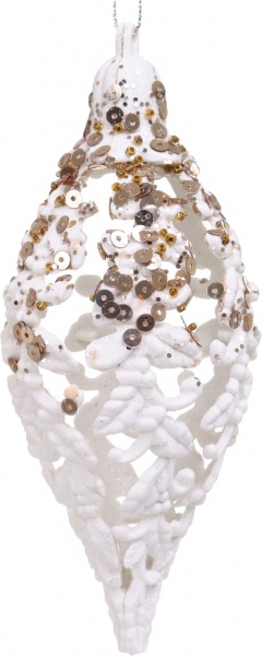 Декоративна підвіска Шишка 11,5 см HFK1061W білий