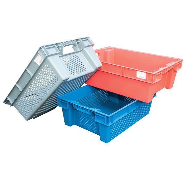 Ящик пластиковый перфорированный/сплошной 600х400х200 мм в ассортименте