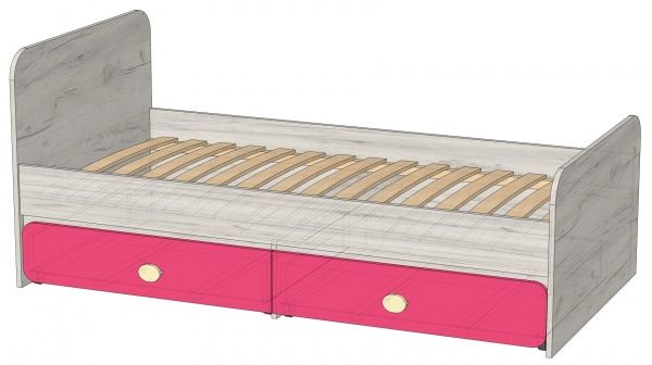 Кровать детская Lion с двумя шухлядами Нэмо 80x160 см дуб крафт белый/малиновый 
