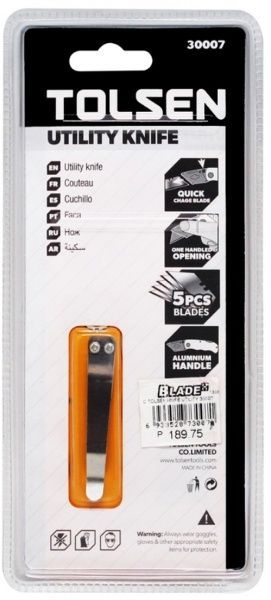 Нож Tolsen складной трапеция алюминиевый 5 лезвий SK5