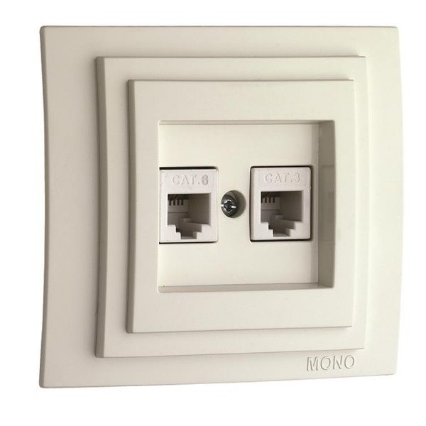 Розетка компьютерная + телефонная Mono Larissa PC+TF6e крем 103-171705-132