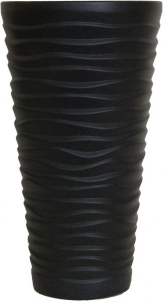 Горщик керамічний Оріана-Запоріжкераміка Циліндр Хвиля крошка фігурний 17 л чорний 