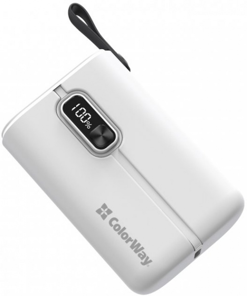 Внешний аккумулятор (Powerbank) ColorWay Full power Ligthning + USB QC3.0 + USB-C PD 22.5W 10000 mAh white (CW-PB100LPK2WT-PDD) 