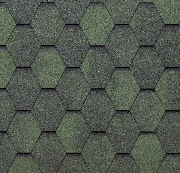Бітумна черепиця гнучка TEGOLA ECO ROOF HEXAGONAL Mixed Green 2,3 кв.м