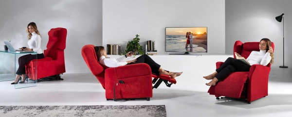 Кресло реклайнер Relax Вики красный / черный