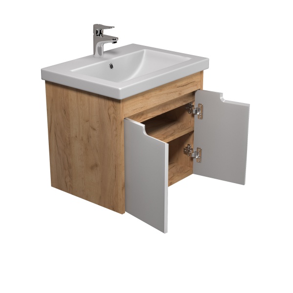 Тумба подвесная Мойдодыр Smart Craft 60-A дуб крафт с белым