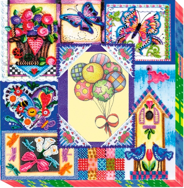 Набор для вышивания бисером на натуральном художественном холсте фоторамка Летний пэчворк АР-001 Абрис Арт 