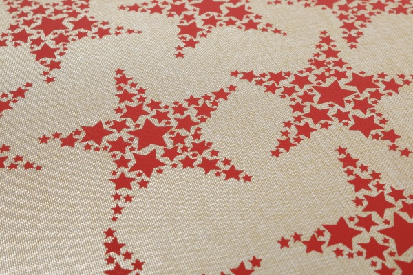 Набір KM скатертина 35х180 см серветка 35х45 см - 4шт Stars red поліестер червоний 