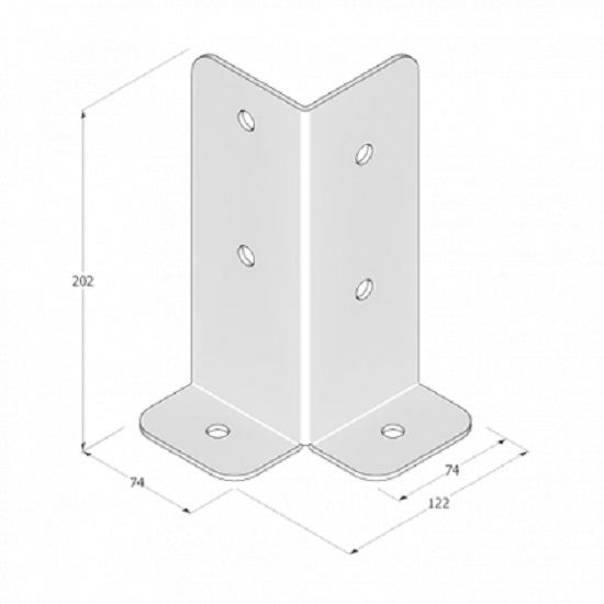 Опора колонны L-образная 75x75x200x3,0 мм 1 шт. 