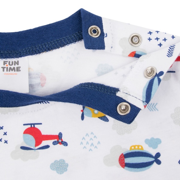 Піжама дитяча для хлопчиків Funtime Літак р.92 білий із принтом 