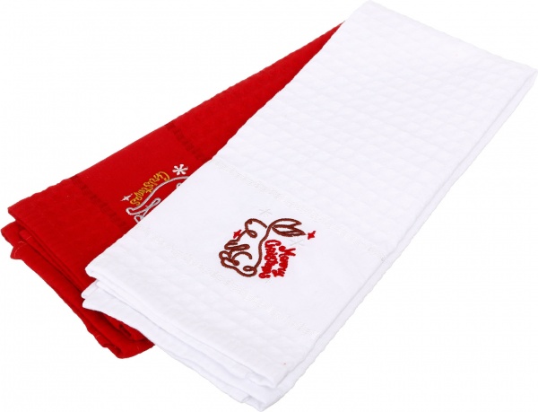 Набор полотенец вафельных с вышивкой Котик/Кролик 2 шт. 40x60 см разноцветный La Nuit 