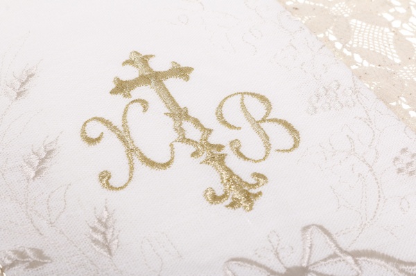 Рушник Великодній з мереживом 33x60 см білий із малюнком 