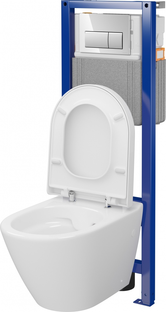 Комплект инсталляции Cersanit СЕТ C58 SYSTEM 40 механическая + подвесной унитаз MESTO глянцевый хром