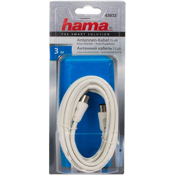 Кабель HAMA коаксіальний 3 м білий (43032)  