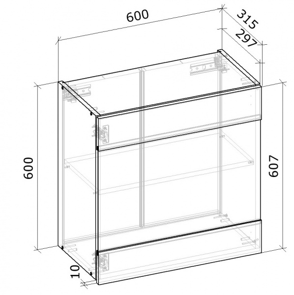 Шкаф верхний с витриной МС Снежана 60х61х31,5 см, белый Грейд