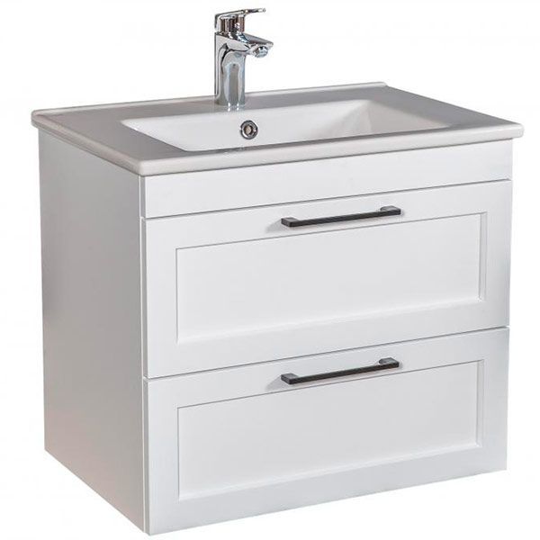 Тумба підвісна ScandiSPA Inari білий мат з умивальником Arte 75 см