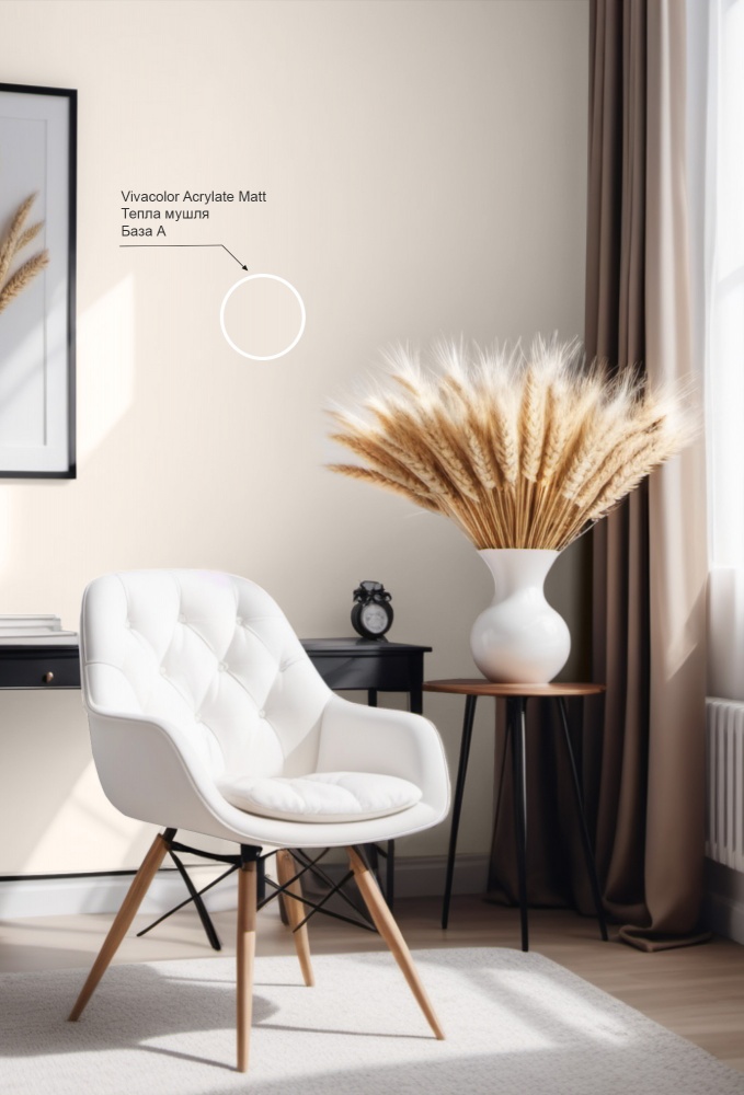 Краска интерьерная акрилатная Vivacolor Acrylate Matt Износостойкая A шелковистый мат белый 9л