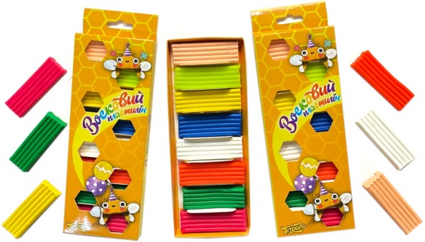 Пластилин восковой с европодвесом на 8 цветов 130 г ТЕ12998 Тетрада