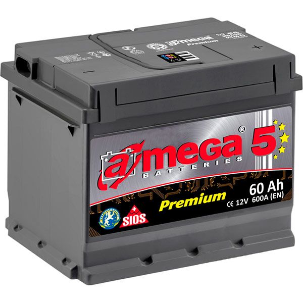 Аккумулятор автомобильный A-MEGA Premium 60А 12 B «+» справа