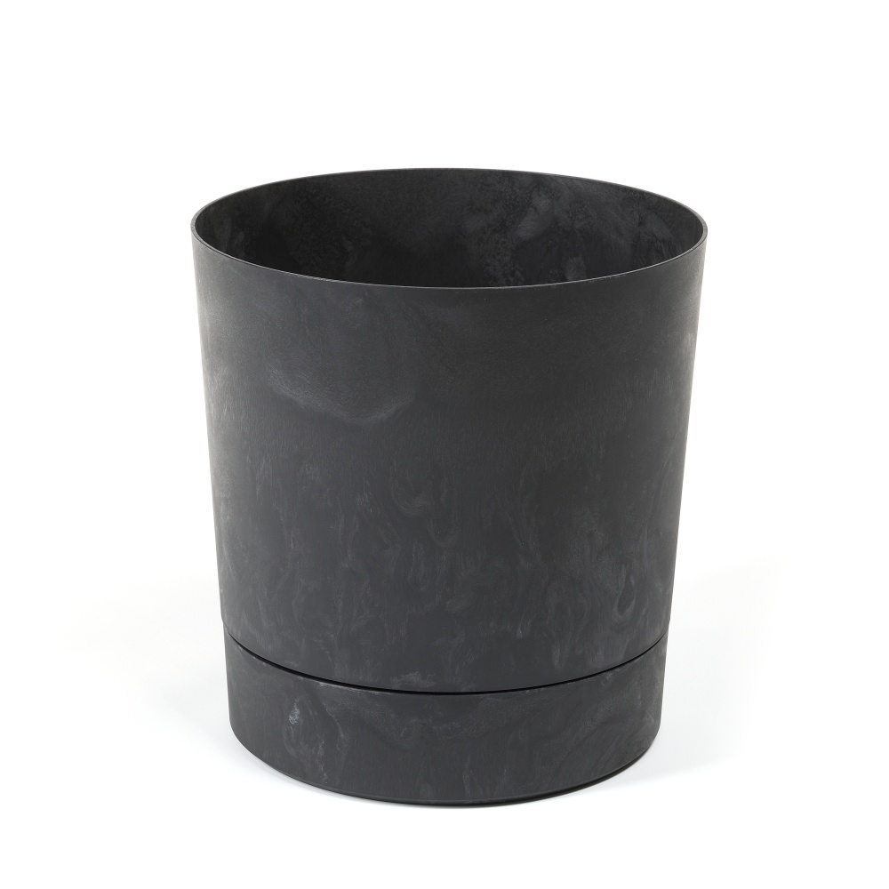 Вазон пластиковый пластик AURA круглый гранитно-черный 7 л Lamela (9711253)