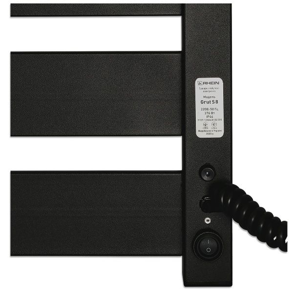 Полотенцесушитель электрический Rhein Grut S8 500х1000 E L PE/MAT RAL9005 376W