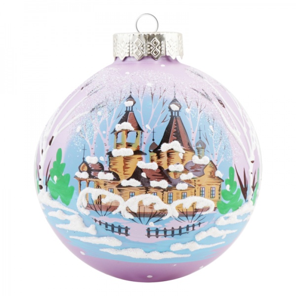 Шар стеклянный цвет в ассорт 85 мм 