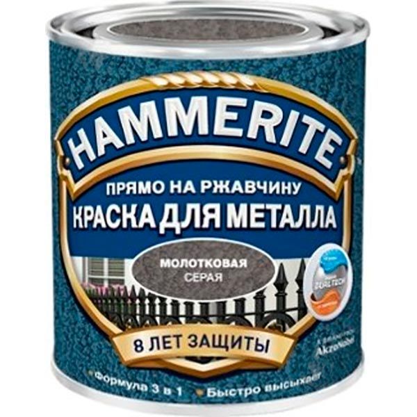 Эмаль Hammerite молотковая серый 0,75л