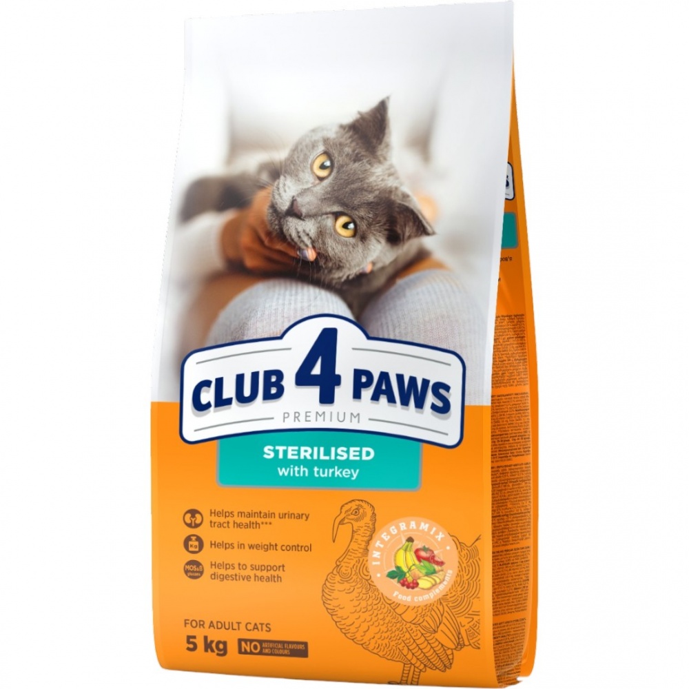Корм сухий для стерилізованих котів Club 4 Paws з індичкою 5 кг
