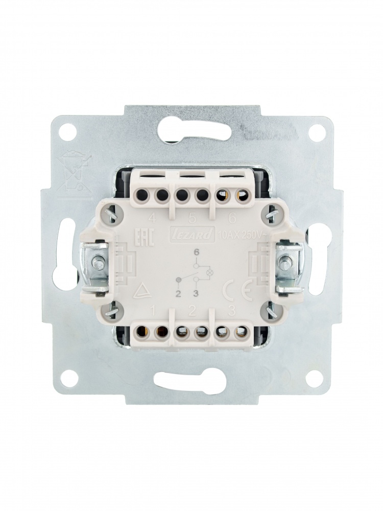 Выключатель проходной одноклавишный Lezard Vesna с подсветкой антрацит 742-4288-114