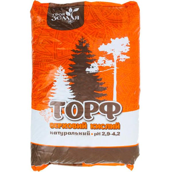 Торф верховий Твоя Земля кислий натуральний 50 л