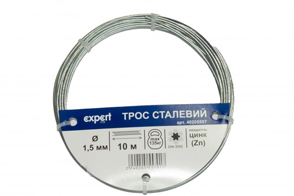 Трос оцинкованный 1,5 мм 10 пог.м. DIN 3055