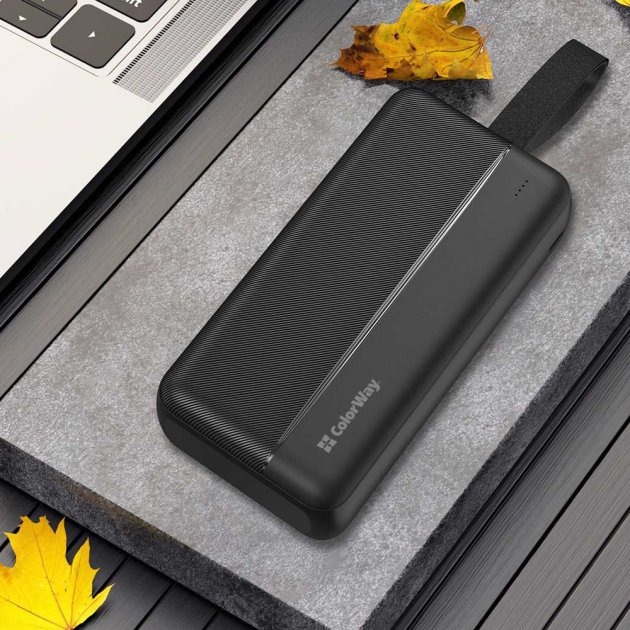 Повербанк ColorWay 30000 mAh black (CW-PB300LPC2BK-PD) High-power 2 (USB QC3.0 + USB-C Power Delivery 22.5W)