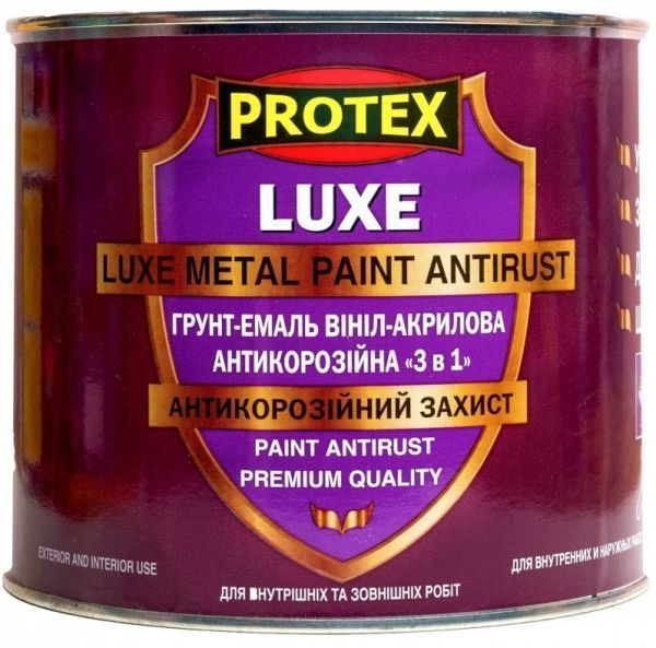 Грунт-эмаль Protex винил-акриловая антикоррозийная 3в1 LUXE RAL 3005 бордо мат 0,6л