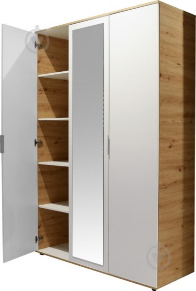 Шкаф гардеробный Матера ШК-3дз деп/б 1384х526х2065 мм дуб эвок прибрежный/белый 